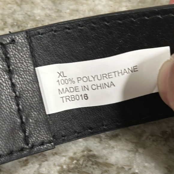 True Religion Silver Horseshoe Black Faux Leather Belt w/ Rhinestones Size XL - Picture 7 of 9